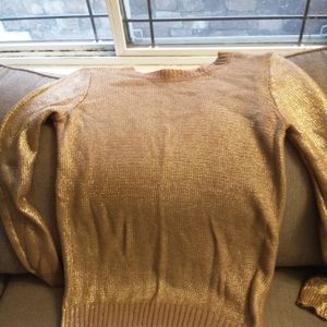 Gold lame sweater large